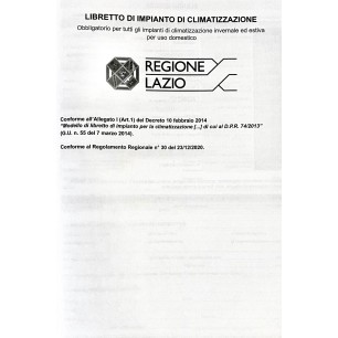 LIC39LZ - Libretto di impianto di climatizzazione invernale ed estiva, Obbligatorio per la Regione Lazio